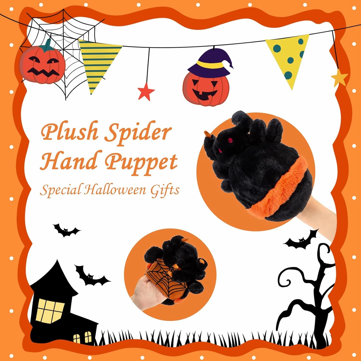 Spider Plush Toy Halloween Black Spider Halloween Decorations Stuffed Plush Animal Toys for Girls & Boys