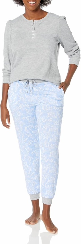 Splendid womens Puff Sleeve Henley Jogger Set