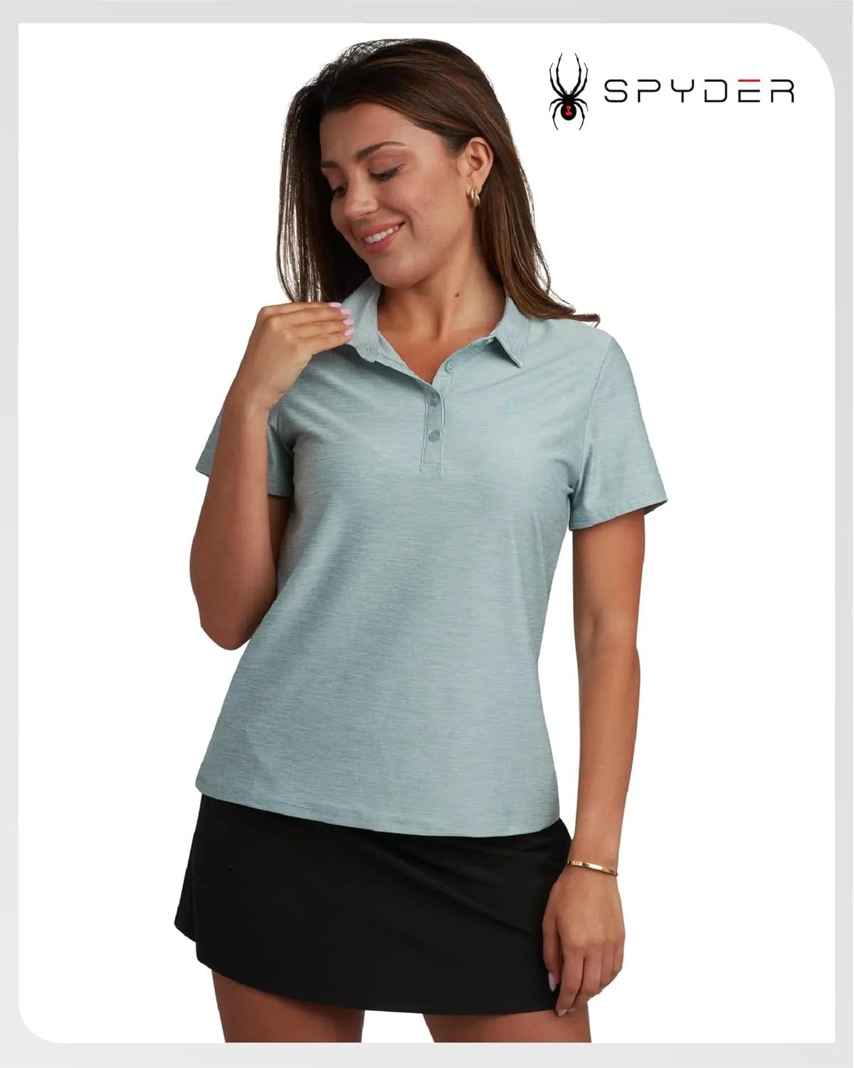 Spyder Womens Golf Shirt - Lightweight Moisture Wicking 4-Button Polo Shirts for Women with UPF 30  Sun Protection for Sports