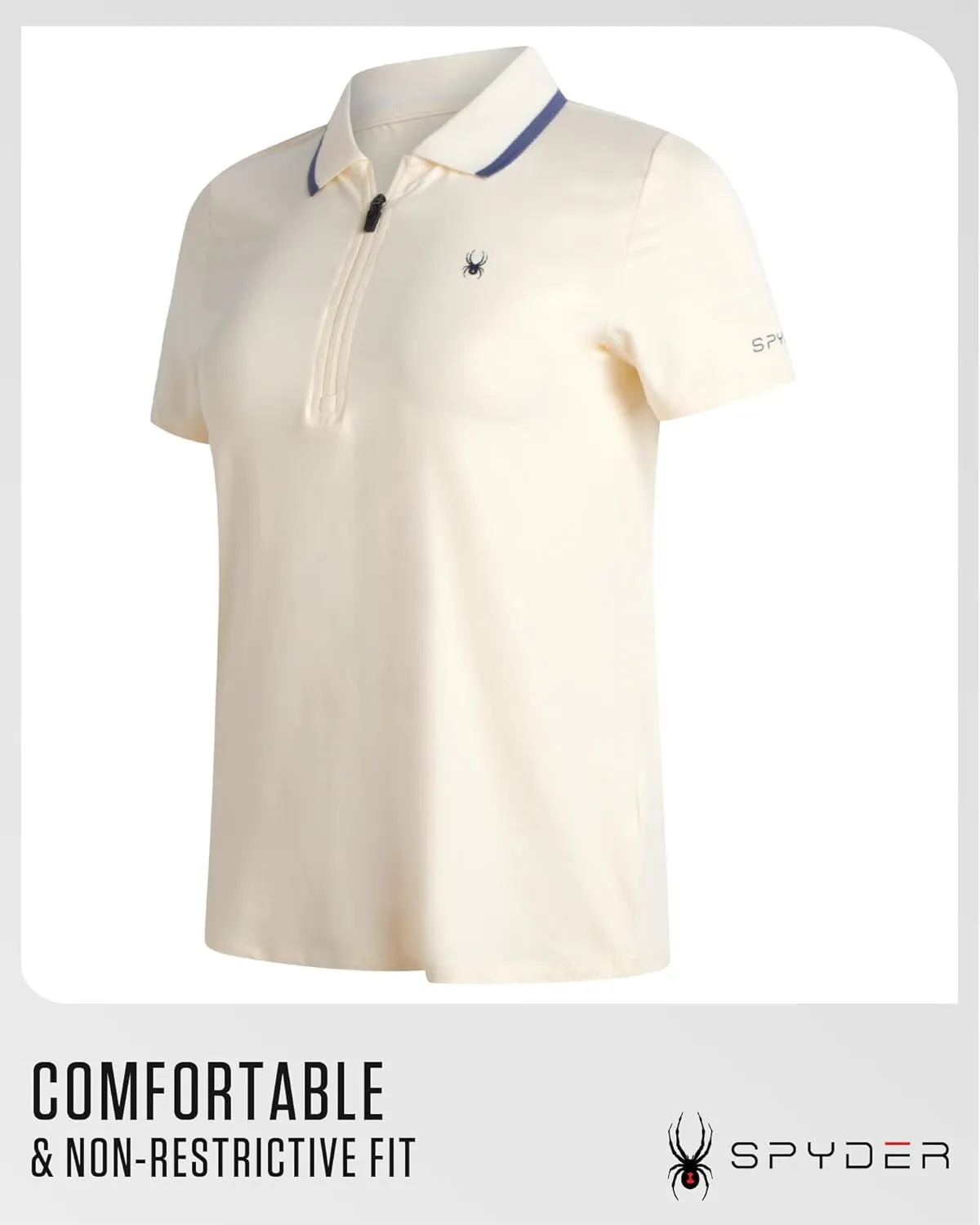 Spyder Womens Golf Shirt - Quarter Zip Golf Polo Tennis Top, UPF 30  Sun Protect Moisture Wicking Polo Shirts for Women