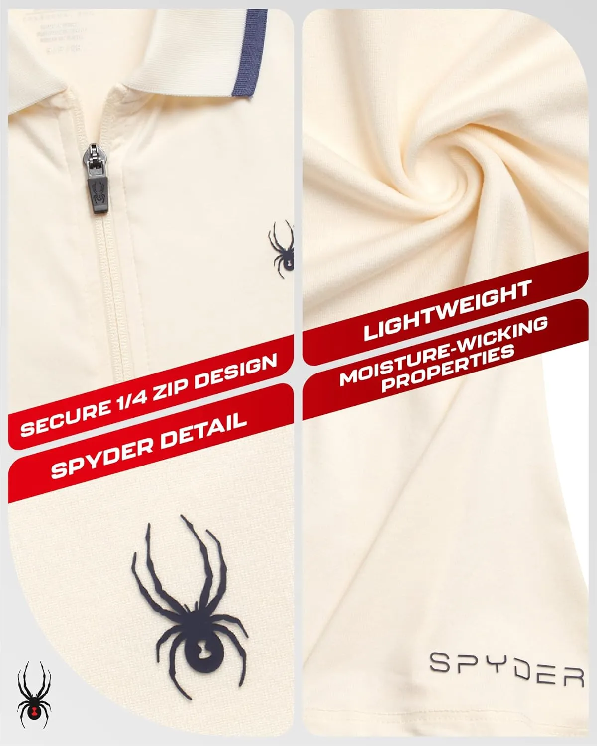 Spyder Womens Golf Shirt - Quarter Zip Golf Polo Tennis Top, UPF 30  Sun Protect Moisture Wicking Polo Shirts for Women