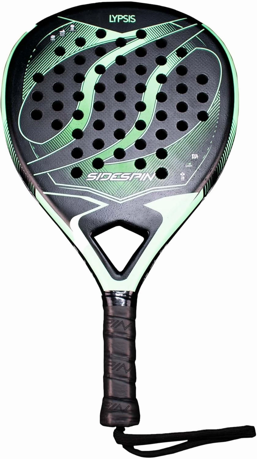 SS LYPSIS 3K Full Carbon Sandy Padel Shovel, Gain Power   Control   Effect, Unisex Adult, Black Green, Universal