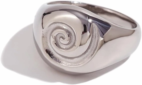 Stainless Steel Nautilus Signet Ring for Women Men Unisex 18K Gold Plating Statement Jewelry Gifts
