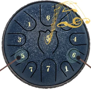 Steel Tongue Drum 6 Inche 11 Note Steel Drums Rain Chime,Raindrop Drum,Rain Drum for Outside Garden（Dark Blue）