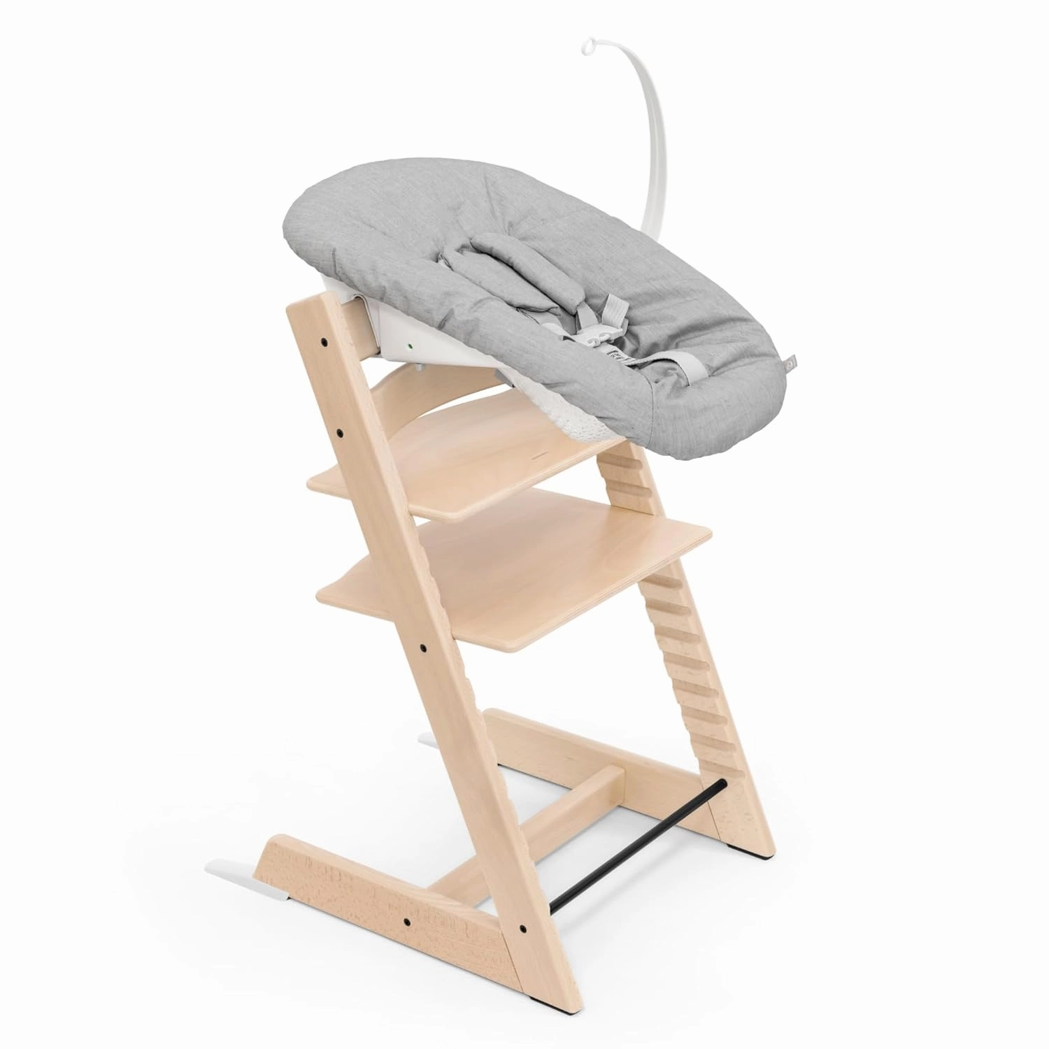 Stokke Tripp Trapp Chair (Natural)   Tripp Trapp Newborn Set (Grey) - Cozy, Safe & Simple to Use - for Newborns Up to 20 lbs