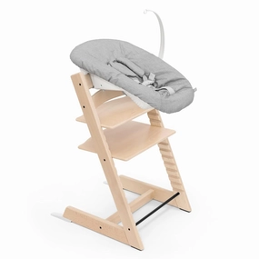 Stokke Tripp Trapp Chair (Natural)   Tripp Trapp Newborn Set (Grey) - Cozy, Safe & Simple to Use - for Newborns Up to 20 lbs