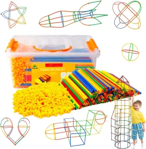 Straw Constructor STEM Building Toys 800 pcs-Colorful Interlocking Plastic Enginnering Toys- Fun- Educational- Safe for Kids- Develops Motor Skills-Construction Blocks- Best Gift for Boys and Girls
