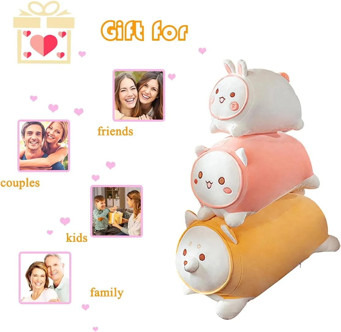 Stuffed Animals Plush Pillow Toys Dog Rabbit Kitten Cat Soft Doll Throw Pillows Plushie Gift for Children Friends (Pink Cat, 30cm)
