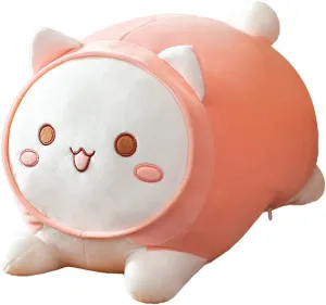 Stuffed Animals Plush Pillow Toys Dog Rabbit Kitten Cat Soft Doll Throw Pillows Plushie Gift for Children Friends (Pink Cat, 30cm)