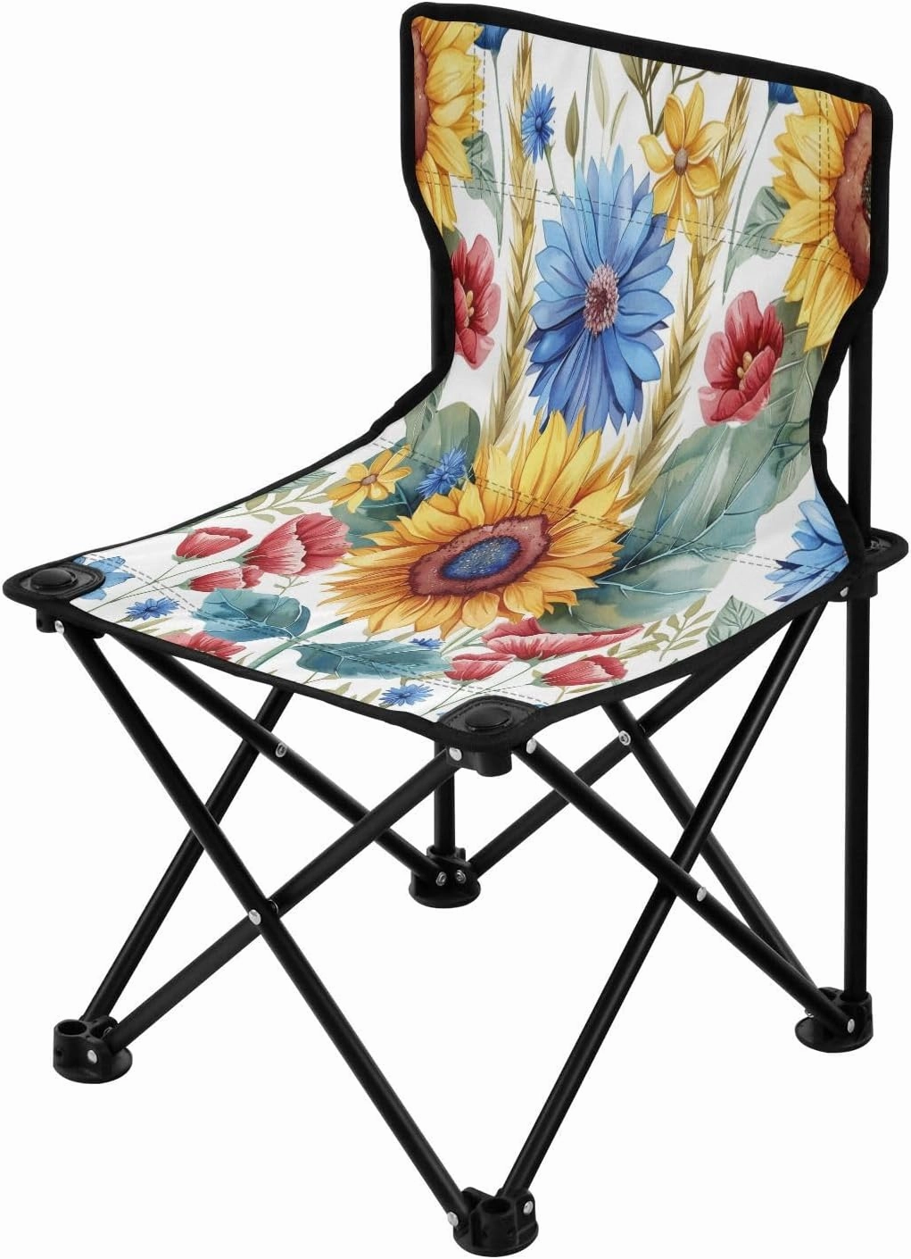 Sunflower Portable Outdoor Folding Chair Anti-Slip Padded Oxford Cloth Stool Camping Chair Small for Beach Hiking Fishing Gardening Quad Camp Chair