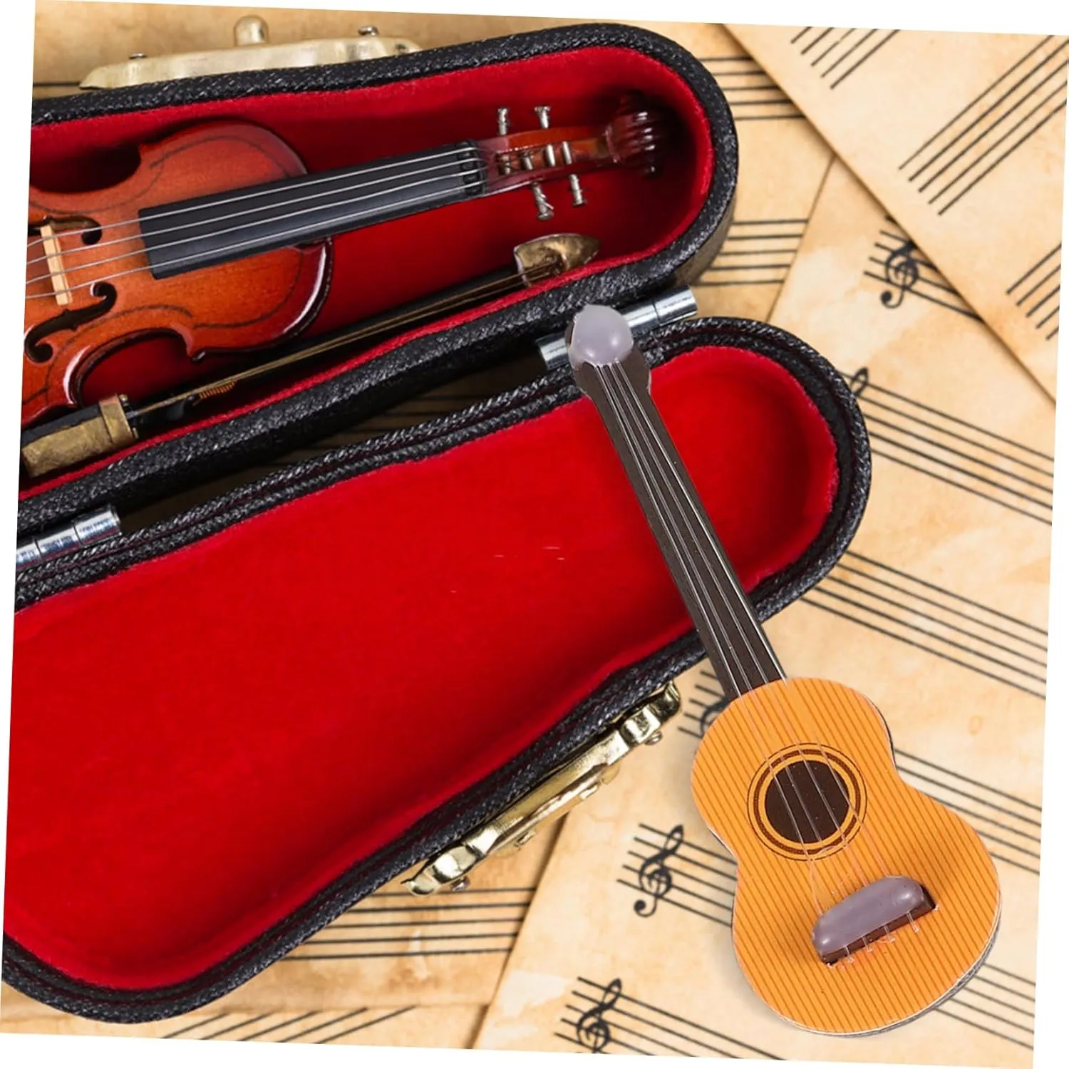 SUPVOX 3sets Miniature Musical Instrument Lovely Dollhouse Decor Piano Violin and Drum for Mini House Craft Projects and Scenes Traditional Design Excellent Workmanship for Stunning