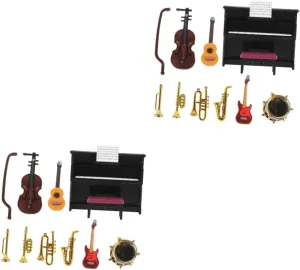 SUPVOX 3sets Miniature Musical Instrument Lovely Dollhouse Decor Piano Violin and Drum for Mini House Craft Projects and Scenes Traditional Design Excellent Workmanship for Stunning