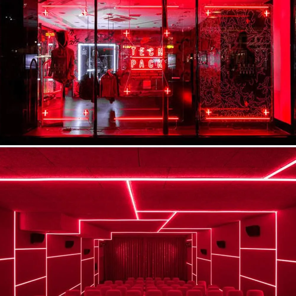 SURNIE LED Strip Lights Flexible 50ft Red Waterproof LED Rope Lights Outdoor, 110V Red Neon Lights Cuttable & Connectable Indoor Outdoor Decor DIY Lights for Room Festival Commercial Building