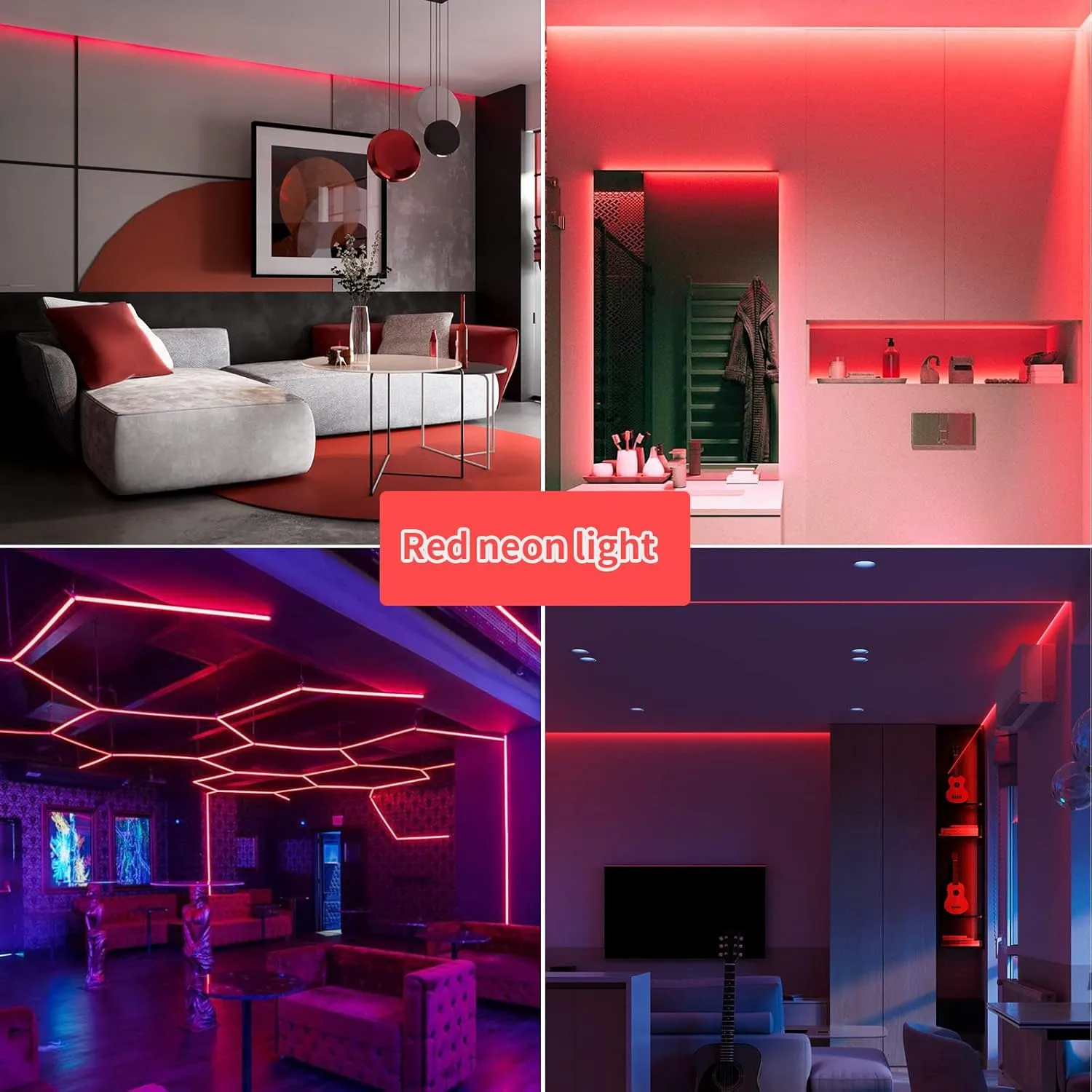 SURNIE LED Strip Lights Flexible 50ft Red Waterproof LED Rope Lights Outdoor, 110V Red Neon Lights Cuttable & Connectable Indoor Outdoor Decor DIY Lights for Room Festival Commercial Building