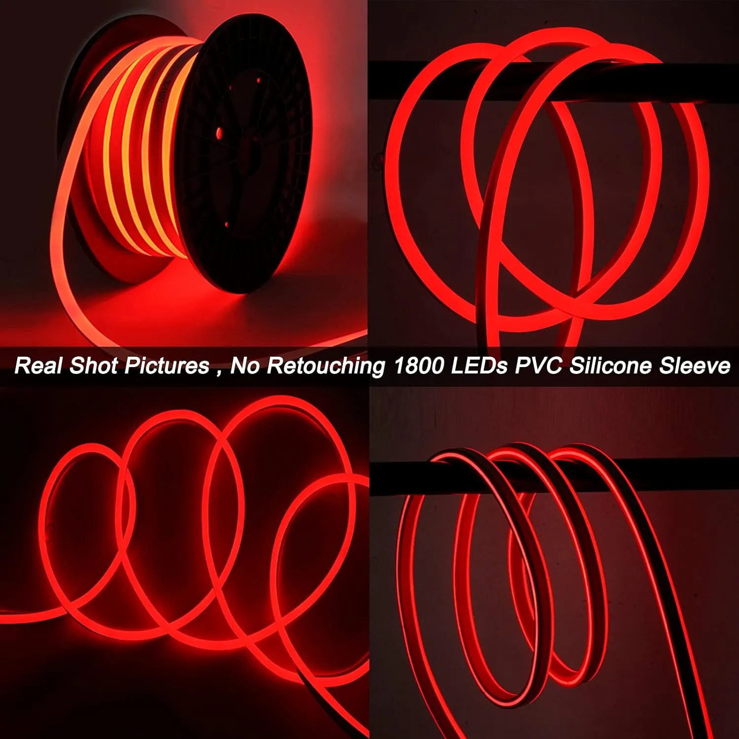 SURNIE LED Strip Lights Flexible 50ft Red Waterproof LED Rope Lights Outdoor, 110V Red Neon Lights Cuttable & Connectable Indoor Outdoor Decor DIY Lights for Room Festival Commercial Building
