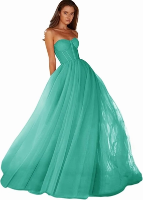 Sweetheart Ball Gown Prom Dress Dresses 2024 Tulle Long Women Formal Evening Gowns Lace up Back