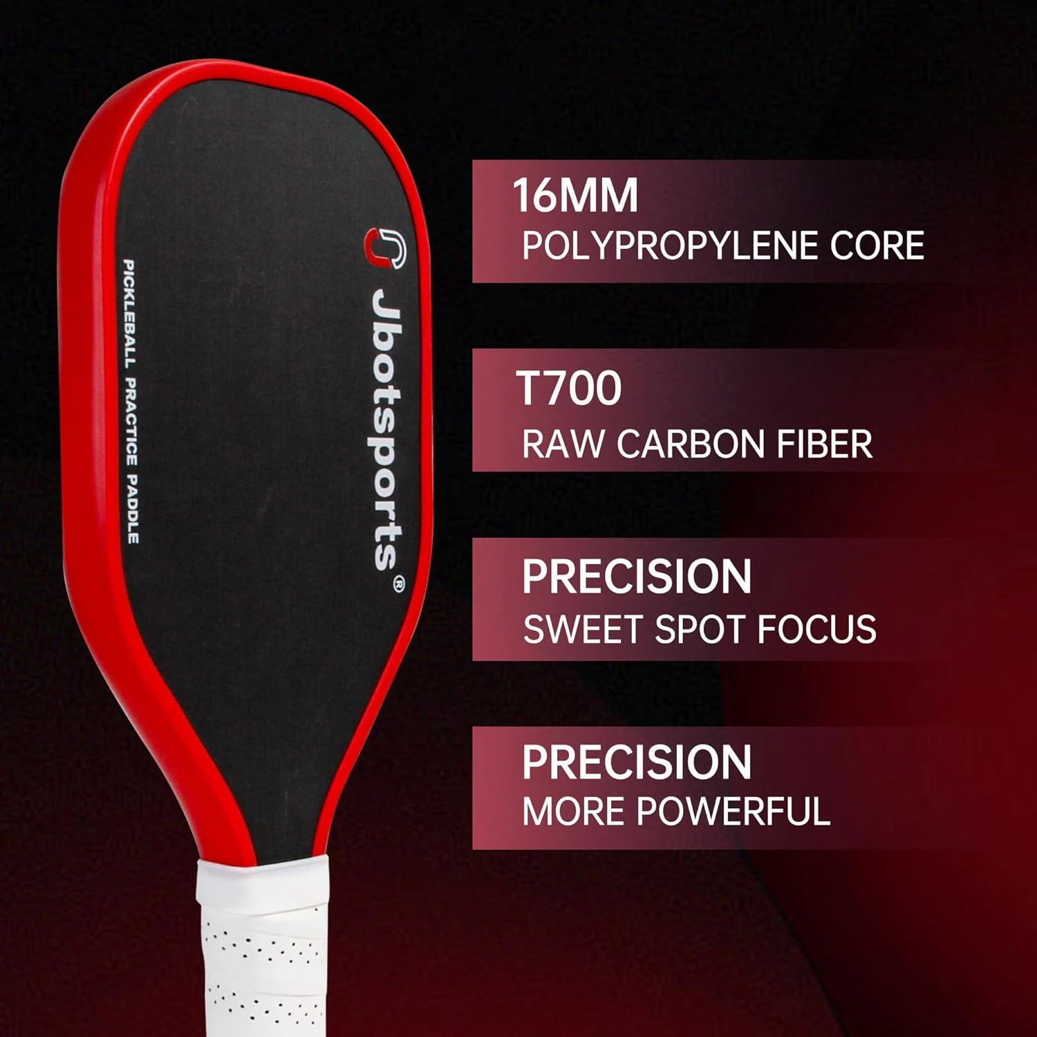T700 Carbon Fiber Pickleball Paddle with 16MM Polypropylene Honeycomb Core, Textured Surface with High Grit & Spin, Professional Pickleball Racket Designed for Ultimate Spin Control