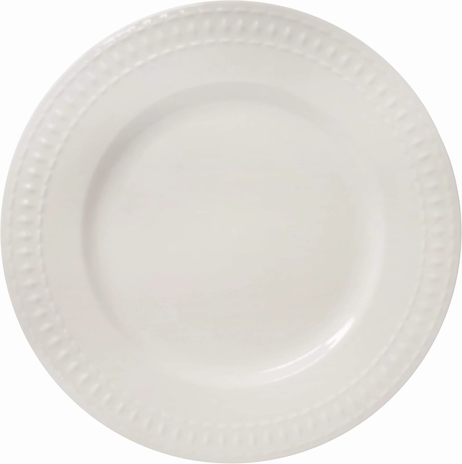 Tabletops Gallery Embossed White Porcelain Round Dinnerware - Bloom 12 Piece Dinnerware Set