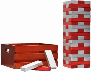 Tailgating Pros Premium Giant Toppling Timbers with Stained Crate – Choose Your Team Colors! Jumbo Outdoor Yard Game, Tower Grows to Over 5 Feet! – Optional Tipsy Stickers Available!