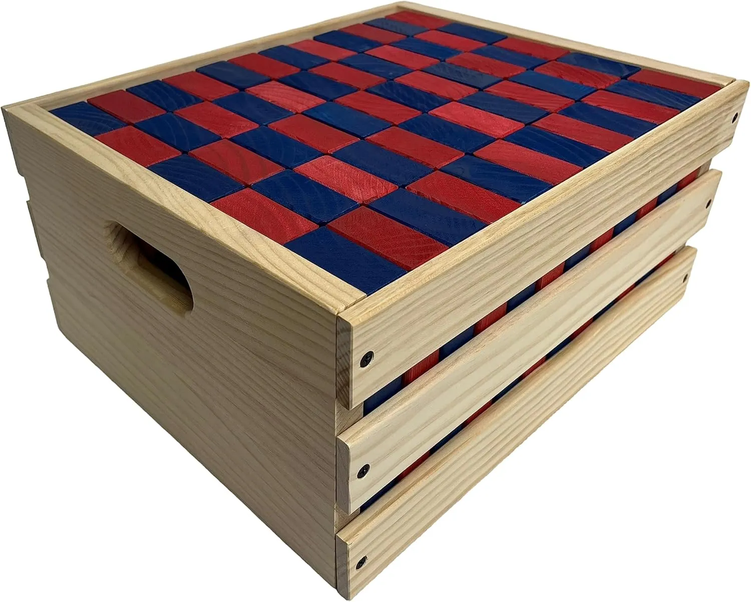 Tailgating Pros Premium Giant Toppling Timbers with Wooden Crate – Choose Your Team Colors! Jumbo Outdoor Yard Game, Tower Grows to Over 5 Feet! – Optional Tipsy Stickers Available!