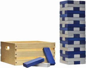 Tailgating Pros Premium Giant Toppling Timbers with Wooden Crate – Choose Your Team Colors! Jumbo Outdoor Yard Game, Tower Grows to Over 5 Feet! – Optional Tipsy Stickers Available!
