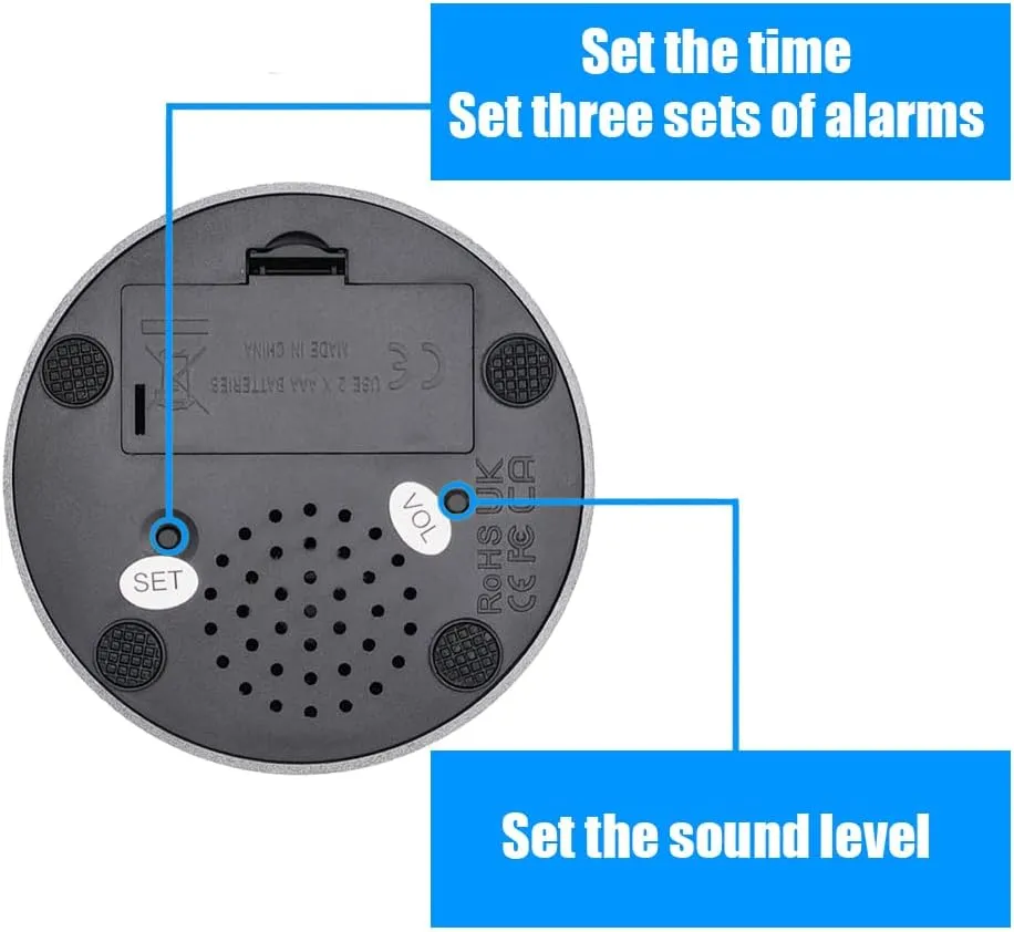 Talking Button Clock - for The Blind, Elderly or Visually impaired (Blue and Silver)