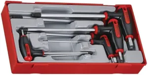 Teng Tools 7 Piece Metric T Handle Ball Point Hex Allen Key Set (2.5mm to 8mm) - TTHEX7, Silver