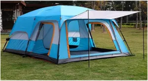 Tent 4-6 People Tent Outdoor Two-Room One Hall Double-Layer Multi-Person Camping Camping Thickened Rainproof Tent Mountaineering Outdoor Family Tent (Color : Blue Size : Medium) (Blue Medium)