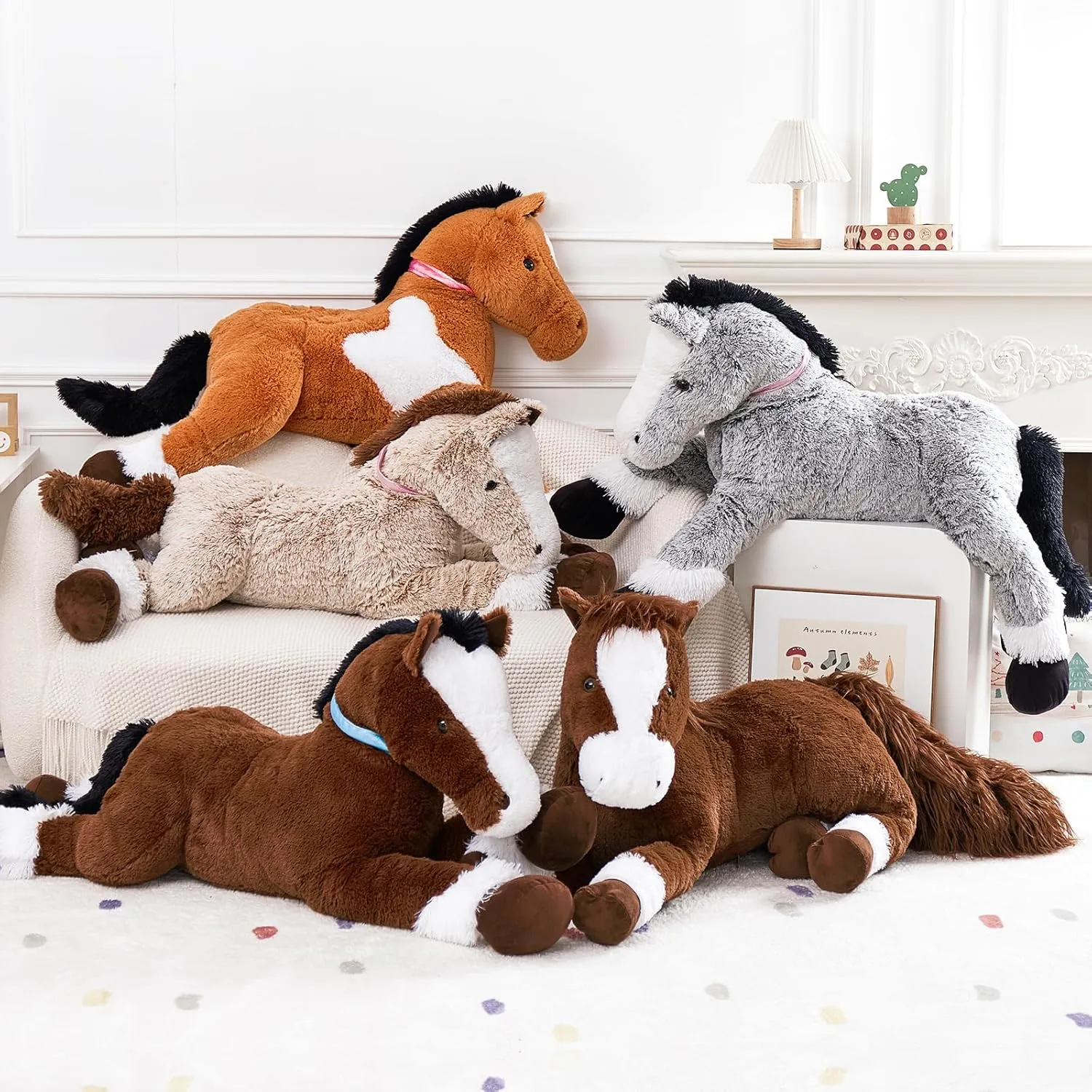 Tezituor 47inches Giant Horse Stuffed Animals, 4ft Soft Horse Plush Hugging Pillow, Large Stuffed Pony Plush Toys Birthday Gift for Boys Girls