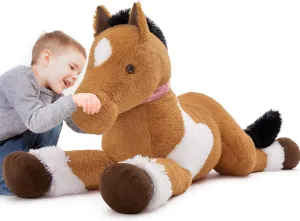 Tezituor 47inches Giant Horse Stuffed Animals, 4ft Soft Horse Plush Hugging Pillow, Large Stuffed Pony Plush Toys Birthday Gift for Boys Girls