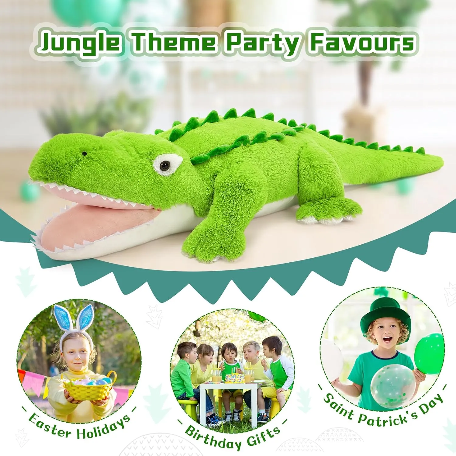 Tezituor 51 inch Giant Alligator Stuffed Animal, 4ft Large Stuffed Crocodile Plush Toy, Hugging Soft Alligator Plush Pillow for Girls Boys