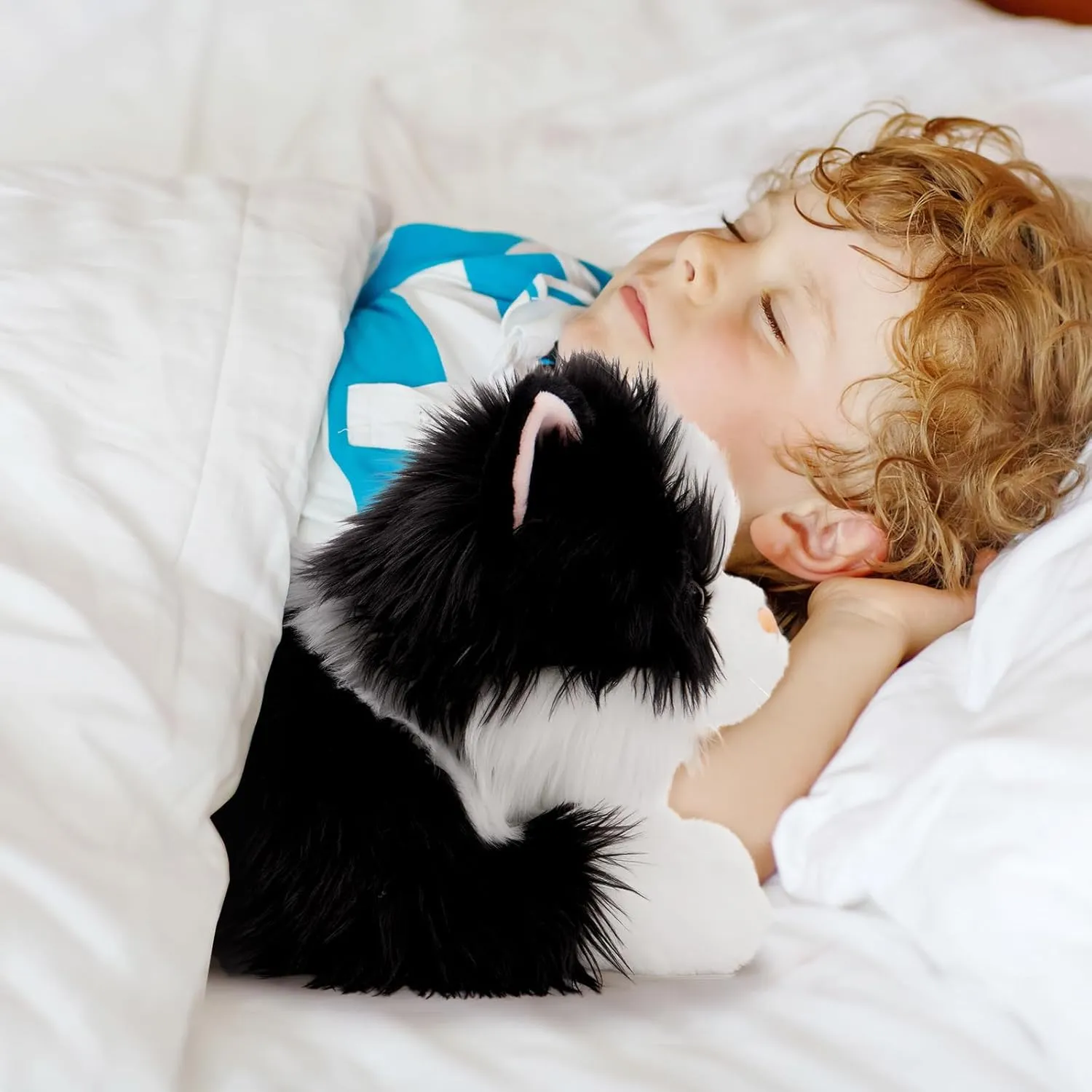 Tezituor 5Pcs Cat Stuffed Animals Set, 20 inch Large Realistic Stuffed Cat with 4 Cute Kittens Baby, Soft Black Ragdoll Plush Pillow for Boys Girls