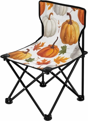 Thanksgiving Cartoon Pumpkin Portable Outdoor Folding Chair Anti-Slip Padded Oxford Cloth Stool Camping Chair Small for Beach Hiking Fishing Gardening Quad Camp Chair