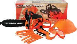 The Bubble Factory: Power Saw - Electric Power Tool Toy Set, Safety Goggles, Helmet & Work Gloves, Realistic Sound, Pretend Play Construction, Kids 3 