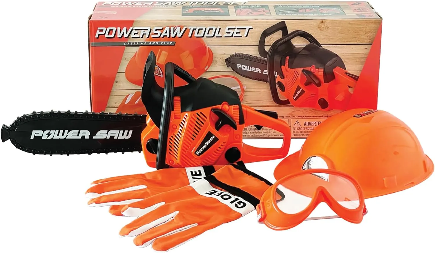 The Bubble Factory: Power Saw - Electric Power Tool Toy Set, Safety Goggles, Helmet & Work Gloves, Realistic Sound, Pretend Play Construction, Kids 3 