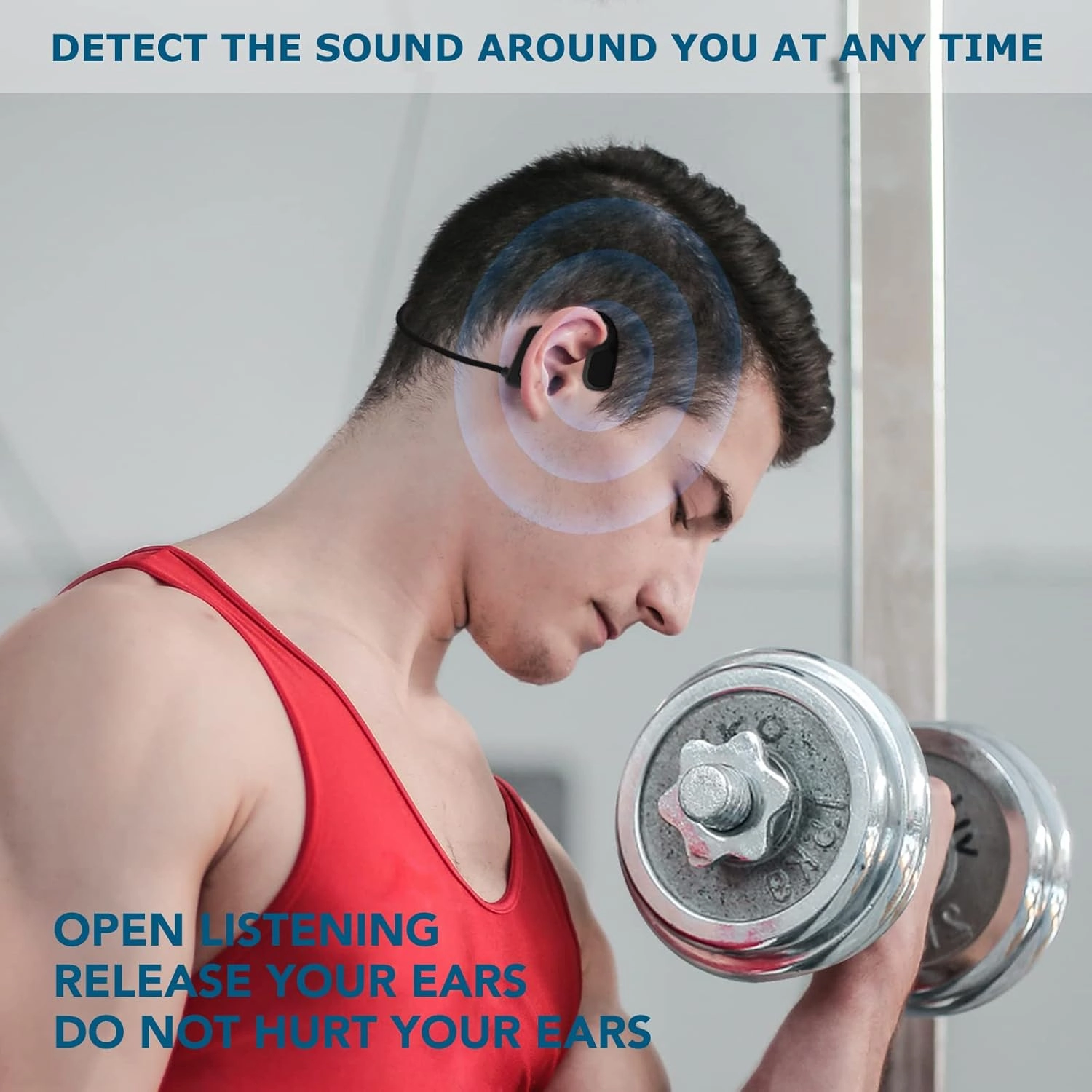 The new second-generation bone conduction headphones waterproof, ENC noise concelling and Ear friendly,painless headset,lightweight,safety and portable earphone. (blue)