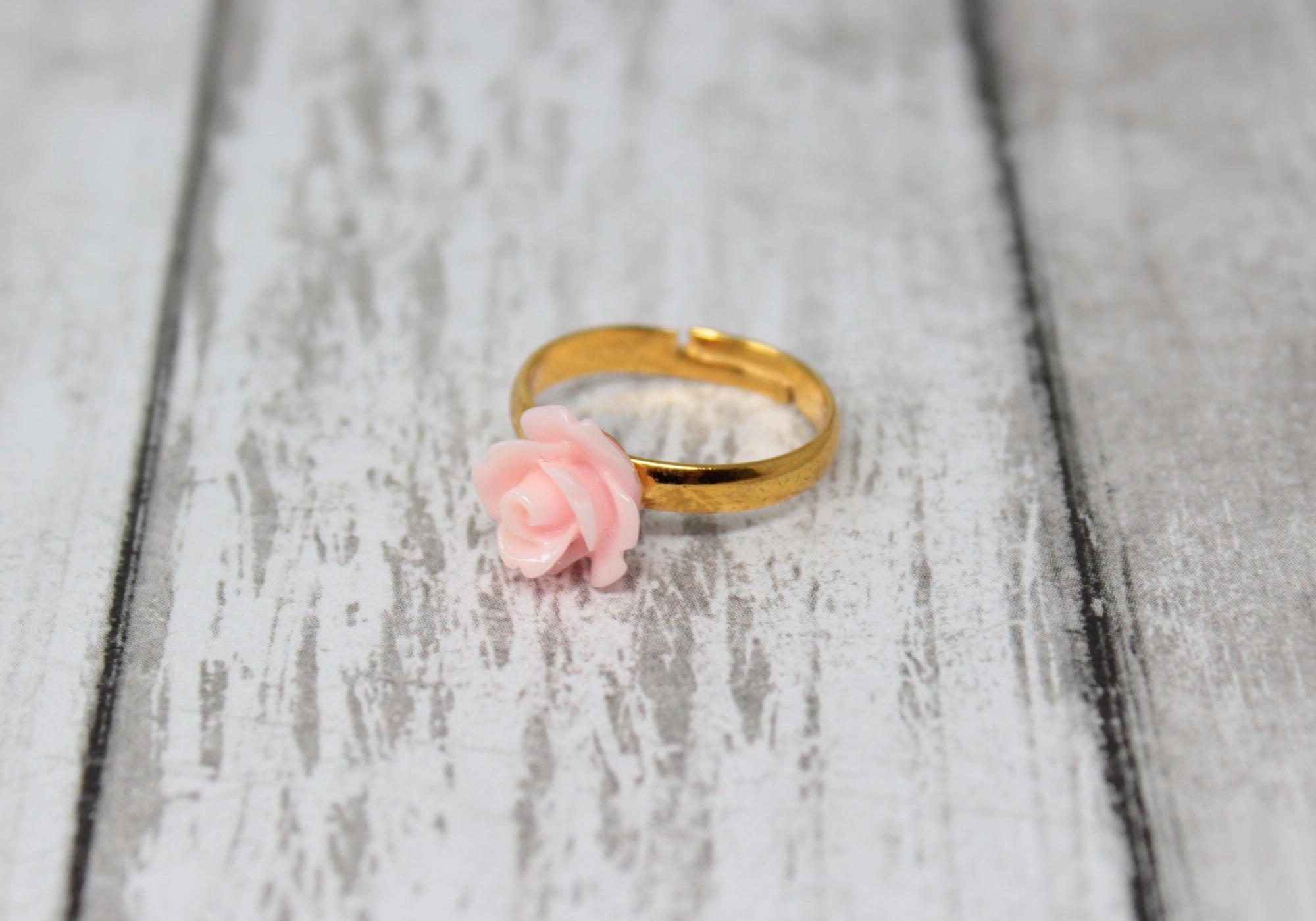 Tiny Petals Stacking Ring ~ Sunset Pink Rose