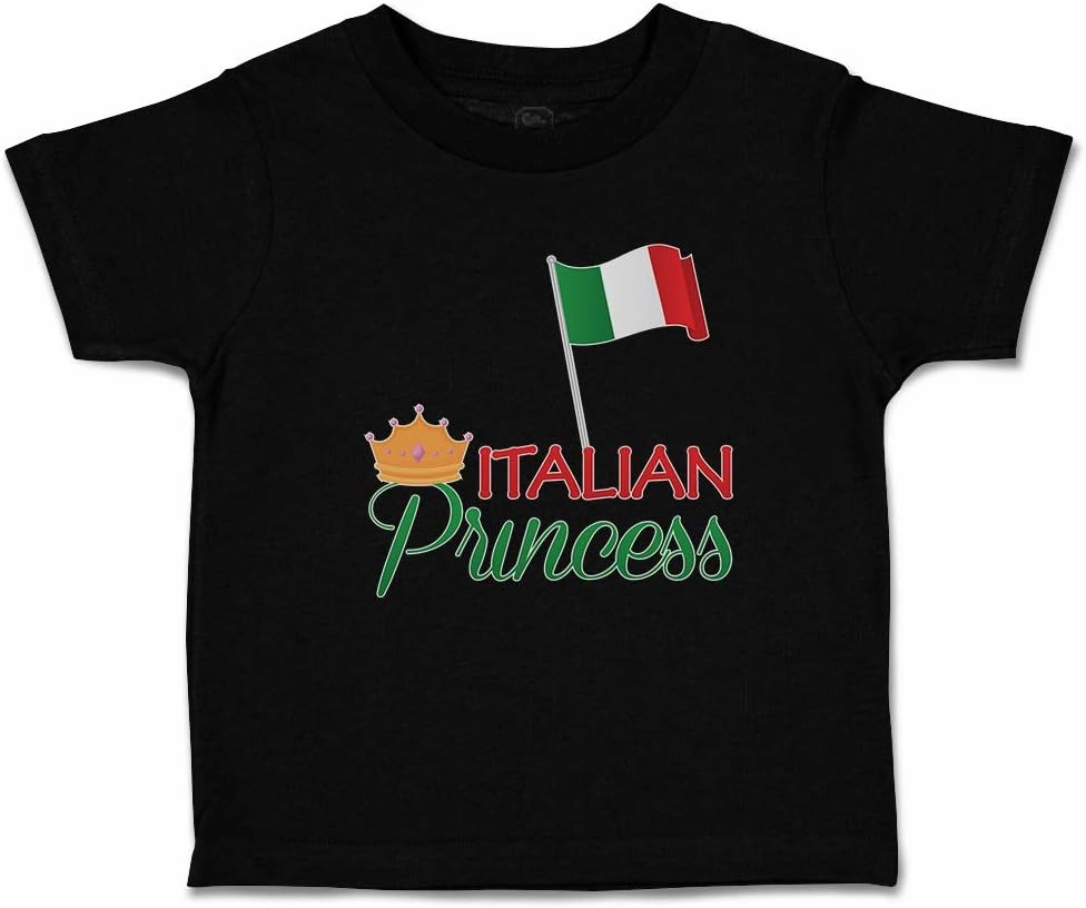 Toddler T-Shirt Flags Italian Princess with National Flag and Prince Crown Crown