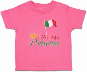 Toddler T-Shirt Flags Italian Princess with National Flag and Prince Crown Crown