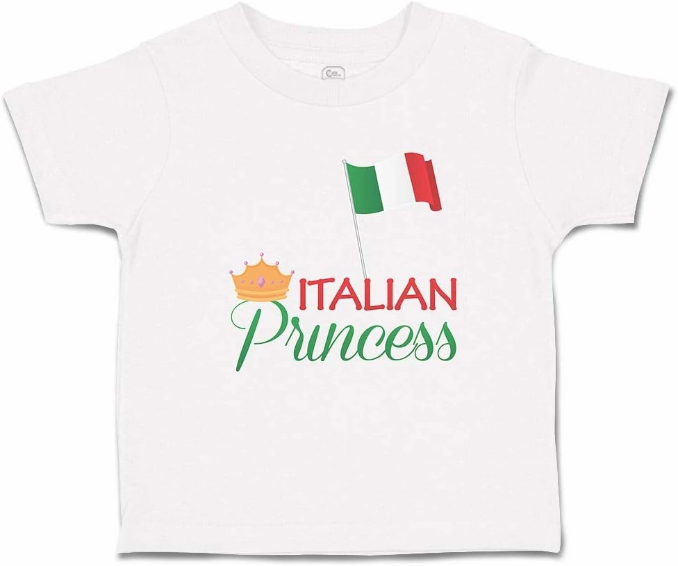 Toddler T-Shirt Flags Italian Princess with National Flag and Prince Crown Crown