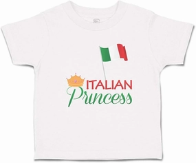 Toddler T-Shirt Flags Italian Princess with National Flag and Prince Crown Crown