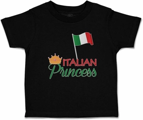 Toddler T-Shirt Flags Italian Princess with National Flag and Prince Crown Crown