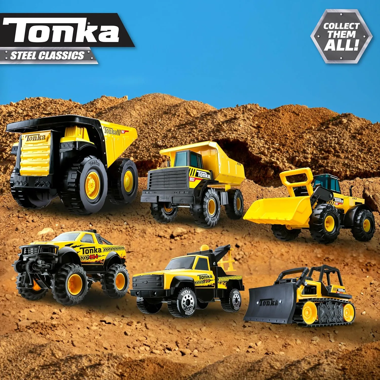 Tonka Steel Classics Mighty Dump Truck - Made with Steel & Sturdy Plastic, Yellow Toy Construction Truck, Boys and Girls, Kids, Toddlers, Ages 3 