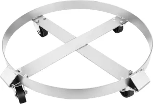 Tools 55-Gallon Drum and Garbage Can Dolly – Heavy-Duty Metal Dolly with Cross Braces and Caster Wheels – 1,000-Pound Capacity (Silver)