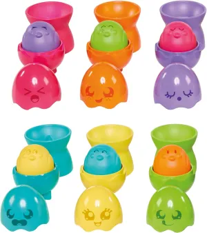 Toomies Tomy Hide and Squeak Egg Stackers Baby Toy - Stacking Egg Cups with 3 Squeak and 3 Rattle Eggs - Shape Sorter Toddler Toys - Engaging Baby Sensory Toys - Baby Toys 6 Months Plus to 36 Months