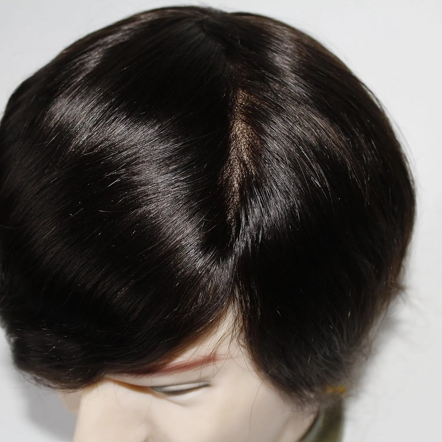 Toupee for Men's Hair pieces and Wigs Human Hair Durable Mono Lace With Npu Size 6x8 Inch 6''Length Color 2#