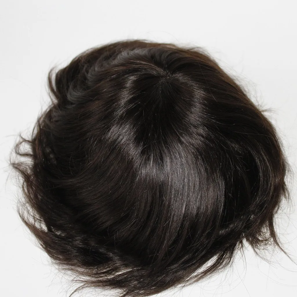 Toupee for Men's Hair pieces and Wigs Human Hair Durable Mono Lace With Npu Size 6x8 Inch 6''Length Color 2#