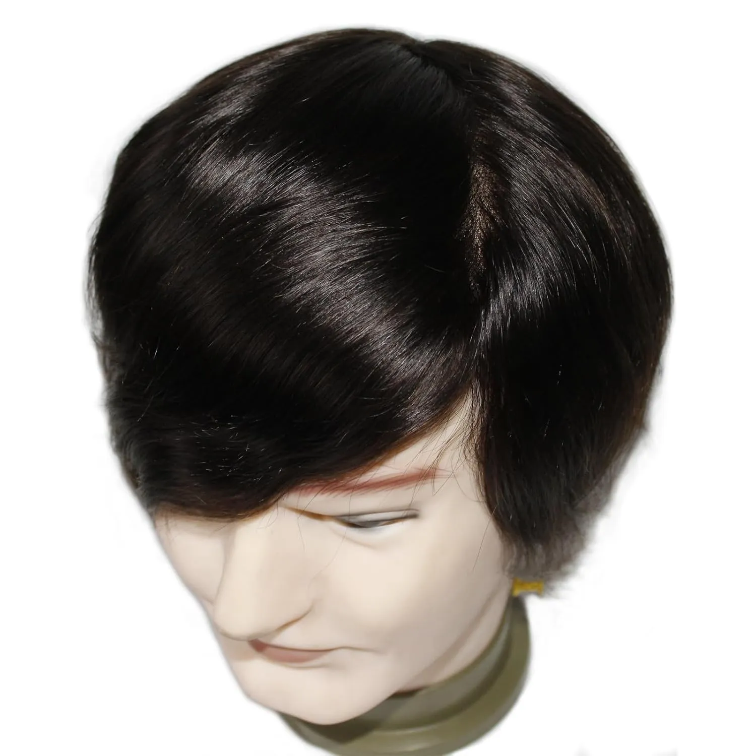 Toupee for Men's Hair pieces and Wigs Human Hair Durable Mono Lace With Npu Size 6x8 Inch 6''Length Color 2#