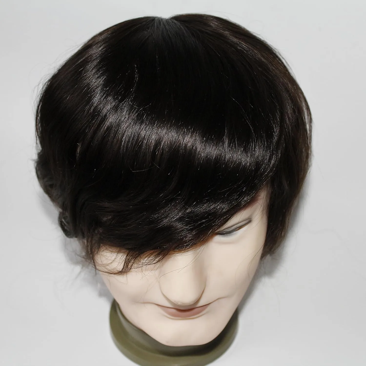 Toupee for Men's Hair pieces and Wigs Human Hair Durable Mono Lace With Npu Size 6x8 Inch 6''Length Color 2#