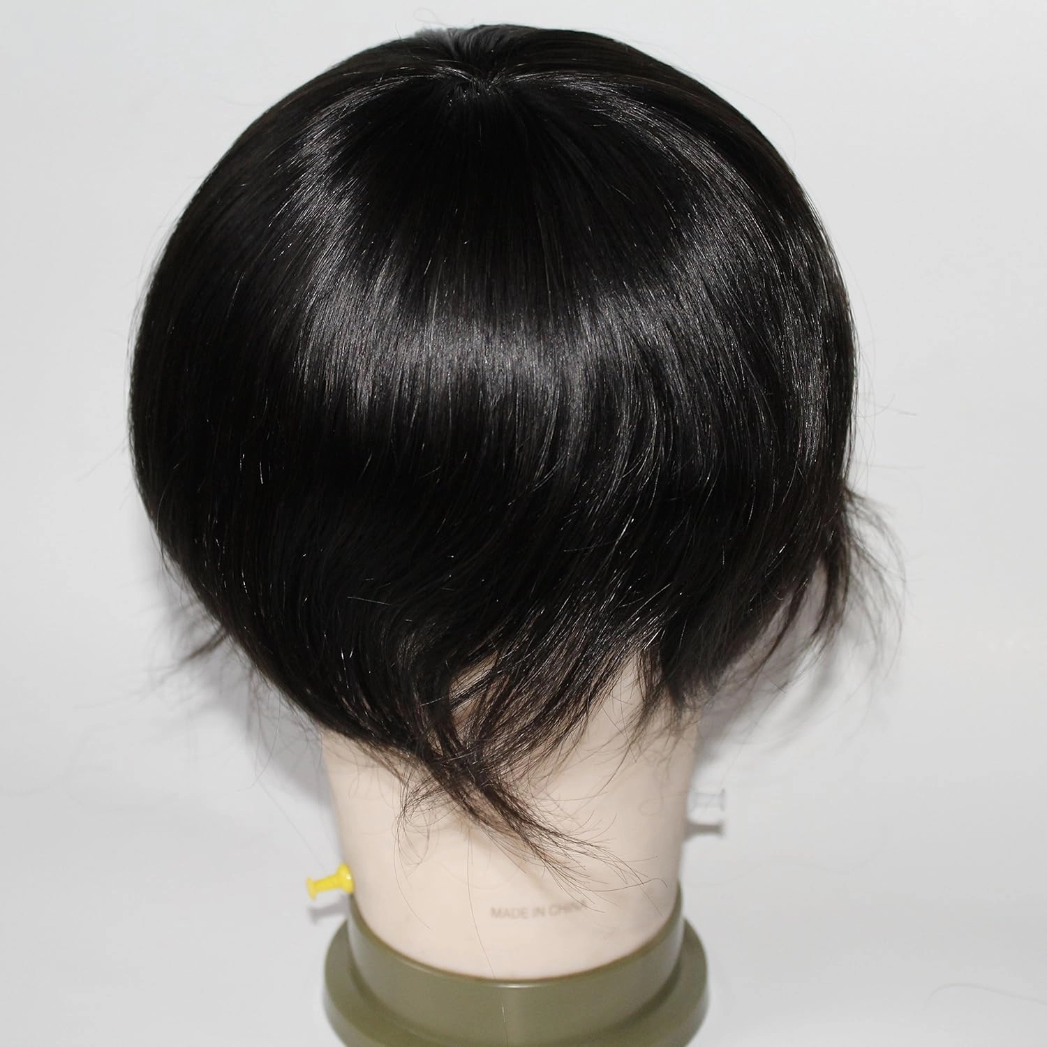 Toupee for Men Wigs Hair piece Male Hair Unit Bolding Man Replacement 100% Human Hair Mono Lace With Npu Around Lace Systems 6x8 Inch 6 Inch Length Color 1B Off Black